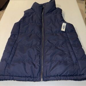 Old Navy Women Vest Medium Navy Blue  Zipper Sleeveless NWT Pockets Warm